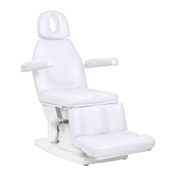 Sillón cama eléctrico profesional de pedicura KATE, blanco frío (4 motores) (7)